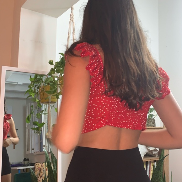 Red Polka Dot Crop Top - Picture 3 of 7